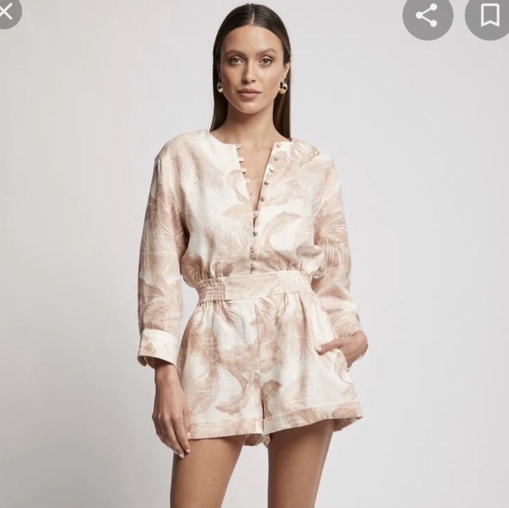 Sofia - Palms Linen Playsuit